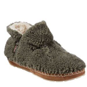 LL Bean Cozy Slipper Booties, Pile Fleece in Kelp Green